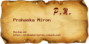 Prohaska Miron névjegykártya